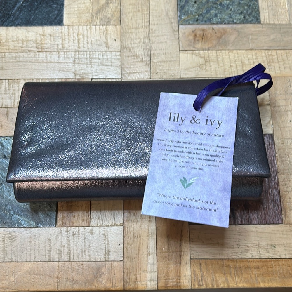 Lily & Ivy Sparkling‎ Grey purple Evening Clutch